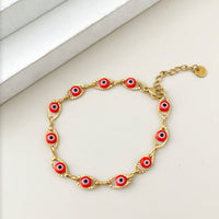 Minimalist Evil Eye Gold Plated Tennis Bracelet