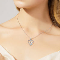 Silver necklace with paw and heart with cubic zirconia