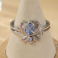 Vintage Retro Style Teardrop Zirconia Lotus Flower Ring