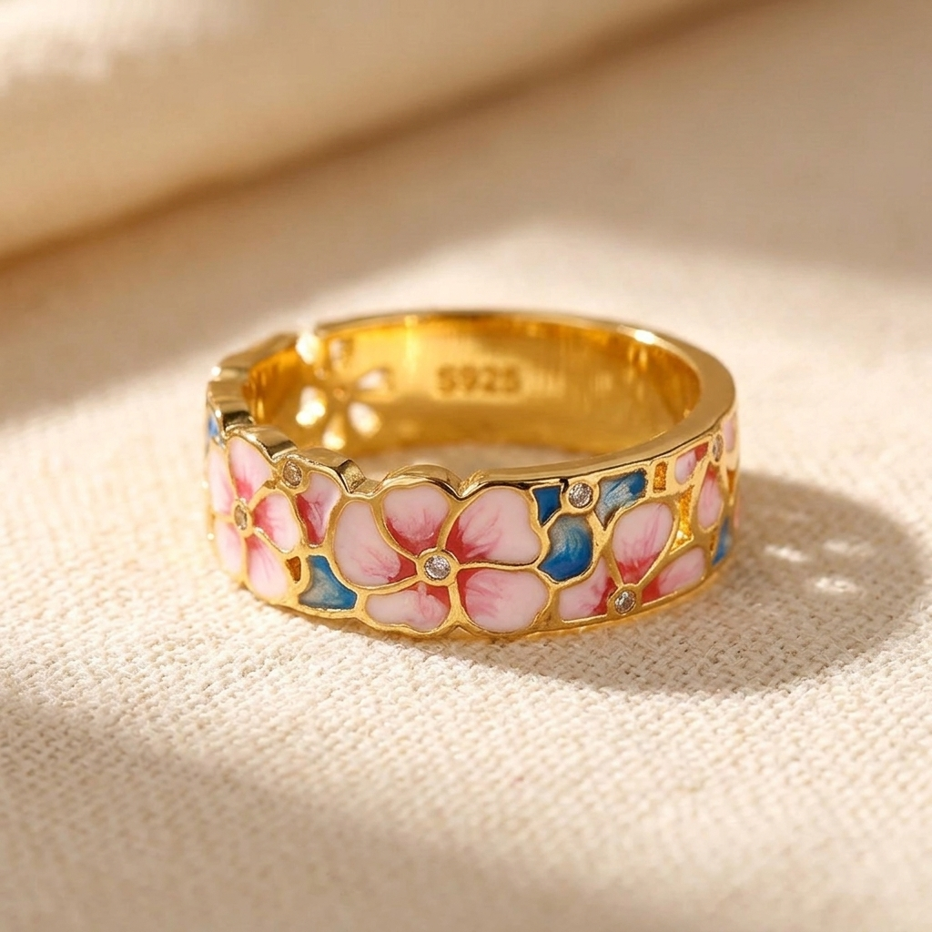 Elegant Enamel Engagement Ring For Women