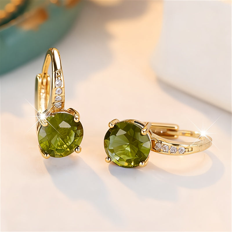 Vintage Bohemian Green Cubic Zirconia Golden Claw Earrings