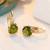 Vintage Bohemian Green Cubic Zirconia Golden Claw Earrings