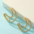 Vintage Gold C-Hoop Earrings with Pavé Crystal Detail