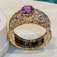 Vintage Micro Pave Purple Zirconia Wide Ring