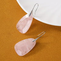 Bohemian Natural Stone Rose Quartz Drop Earrings