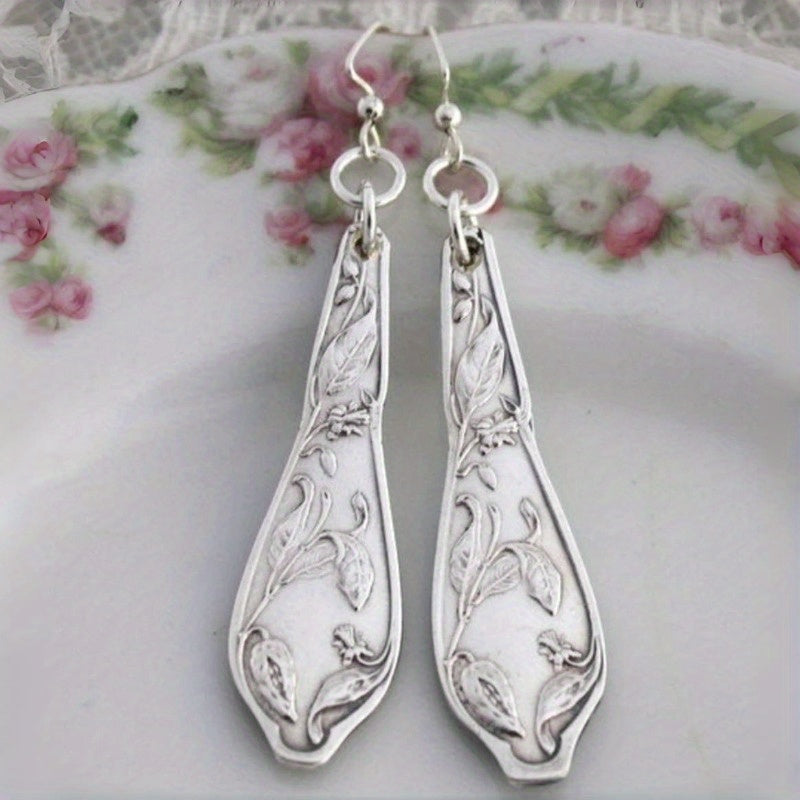 Elegant Vintage Spoon Silvery Earrings