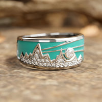 Bohemian Style Zirconia Inlaid Enamel Mountain Sun Ring