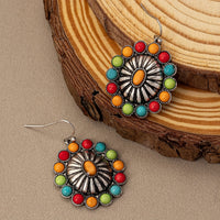 Vintage Sunburst Multistone Statement Earrings