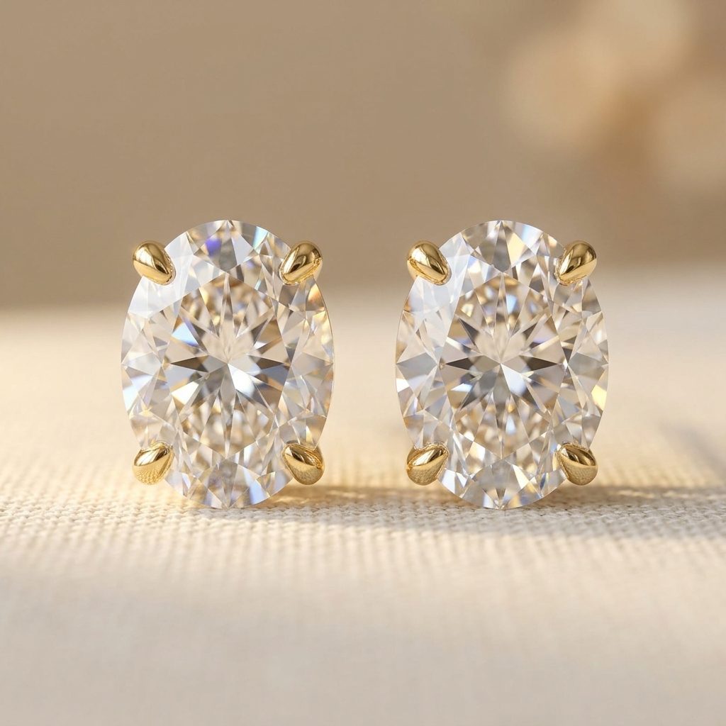 Simple Shiny Oval Stud Earrings