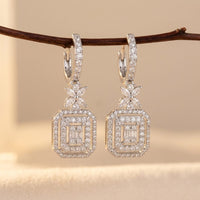 Square Zirconia Cubic Zirconia Copper Earrings
