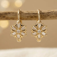 Minimalist Circle Snowflake Copper Earrings