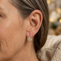 Minimalist Circle Snowflake Copper Earrings