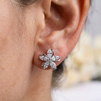 Golden Plated Synthetic Zirconia Stud Earrings