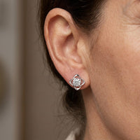 Round Cut Cubic Zirconia Clover Earrings