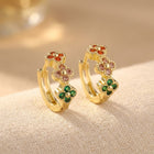 Turquoise Cubic Zirconia Flower Hoop Earrings