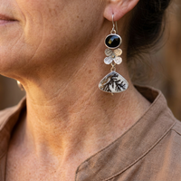 Nature-Inspired Asymmetrical Dendrite Agate Garden Earrings