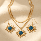 Sun Themed Earrings And Double Layer Necklace Set