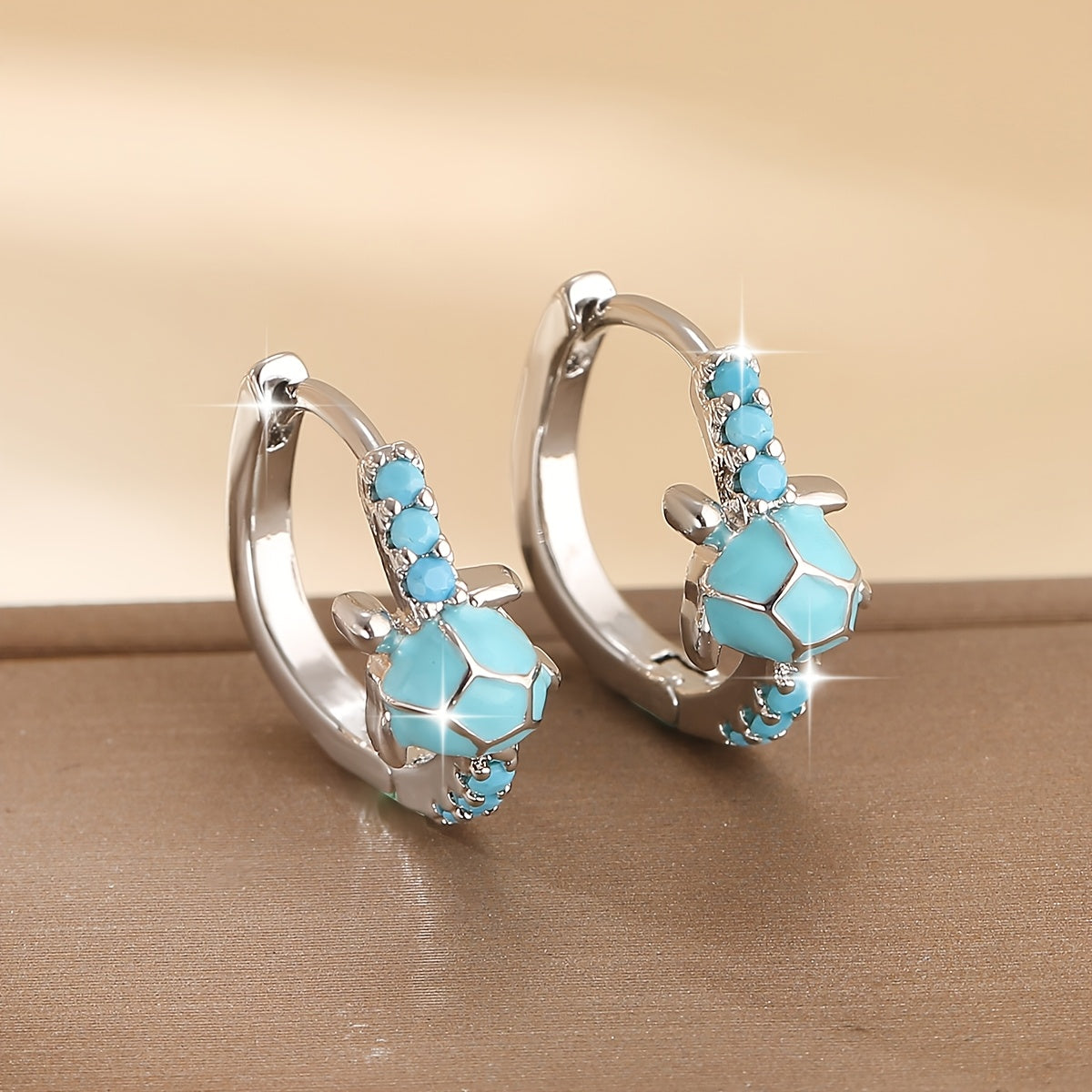 Vintage Turtle Earrings with Synthetic Turquoise
