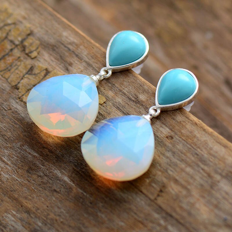 Bohemian Opal Waterdrop Dangle Earrings
