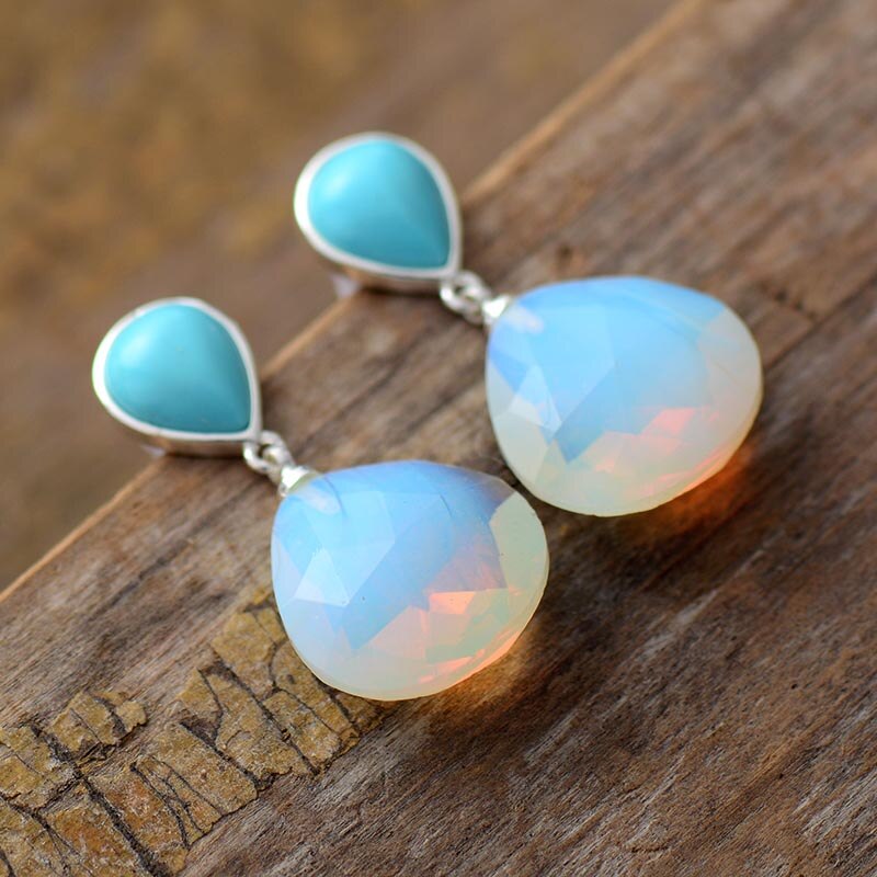 Bohemian Opal Waterdrop Dangle Earrings