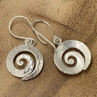 Vintage Hammered Spiral Silver Plated Earrings