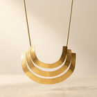 Sculptural Hammered Gold Statement Necklace