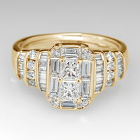Elegant Silver Plated Bridal Style Square Zirconia Ring