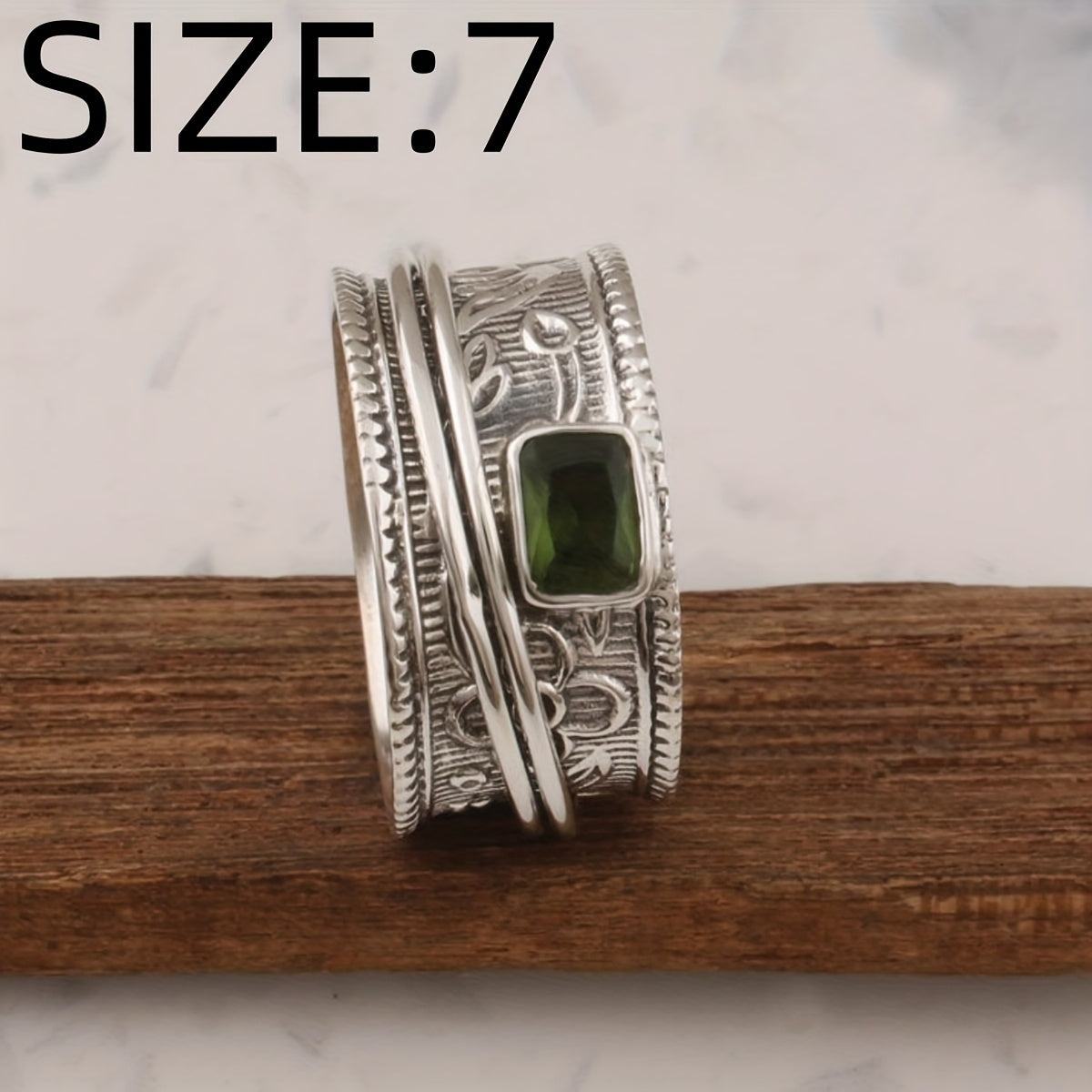 Geometric Design Silver Plated Ring with Zirconia Stone