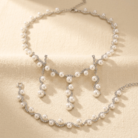 Pearl Jewelry Set Necklace Earrings Bracelet