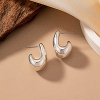Minimalist Gold C-Shape Sculptural Stud Earrings