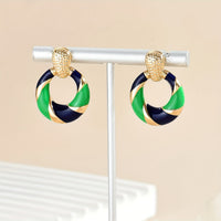 Color Block Enamel Spiral Statement Earrings