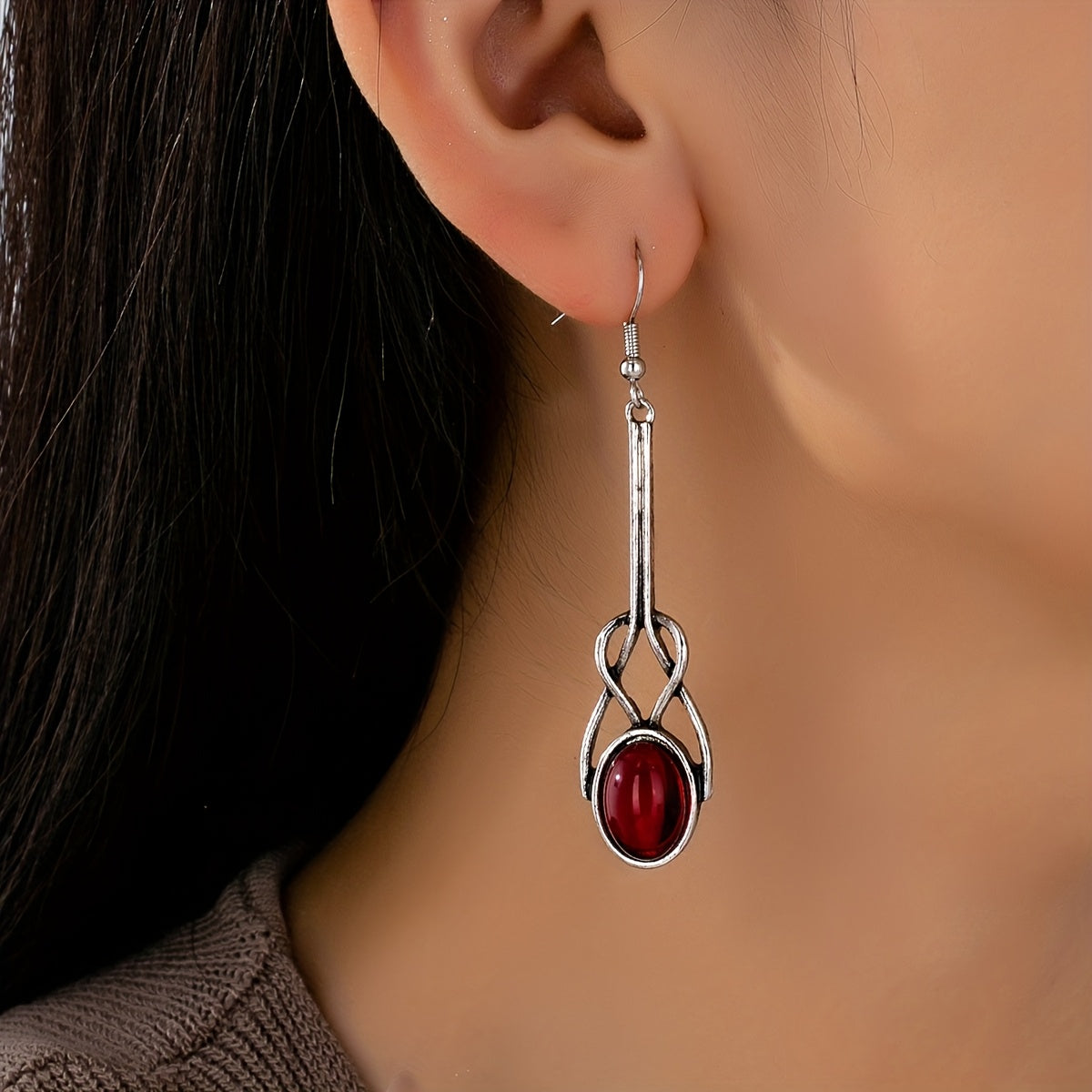 Vintage Round Glass Zinc Alloy Artisan Drop Earrings