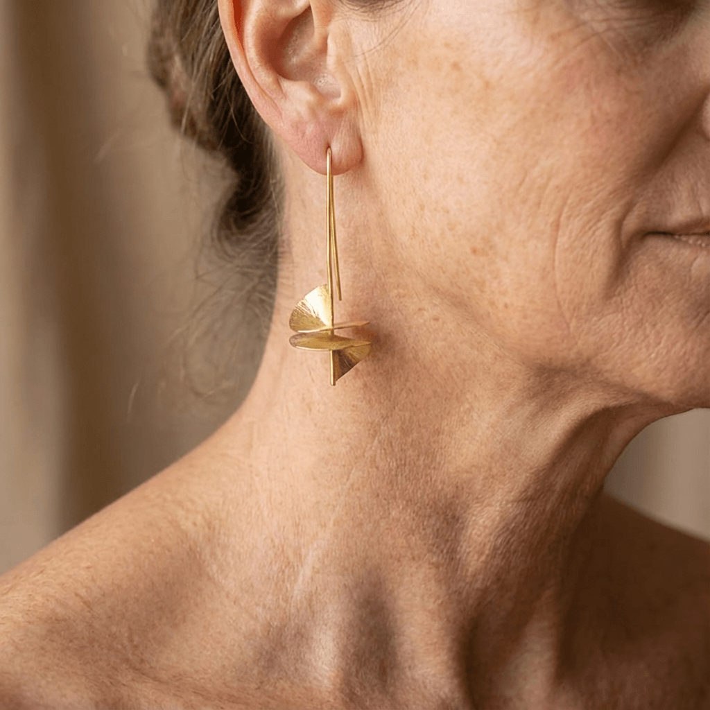 Modern Gold Sculptural Drop Earrings