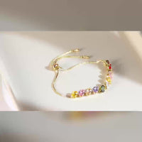 Minimalist Colorful Zirconia Gemstone Adjustable Tennis Bracelet
