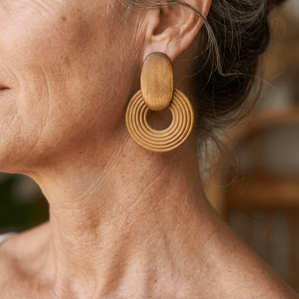 Natural Wood Spiral Drop Earrings