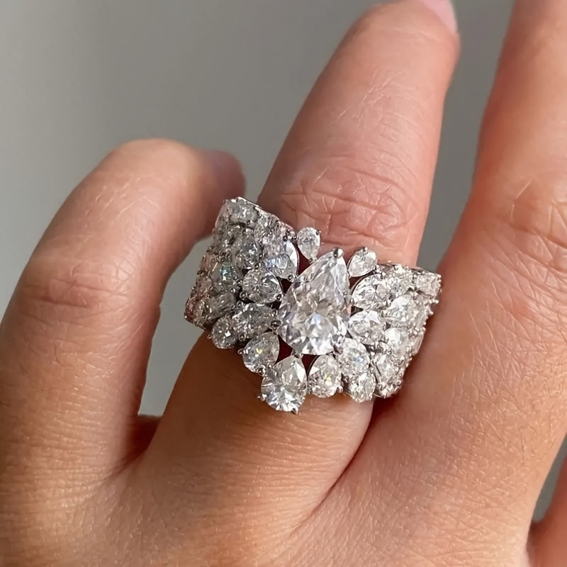 Elegant Gold White Plated Zirconia Romantic Wedding Ring
