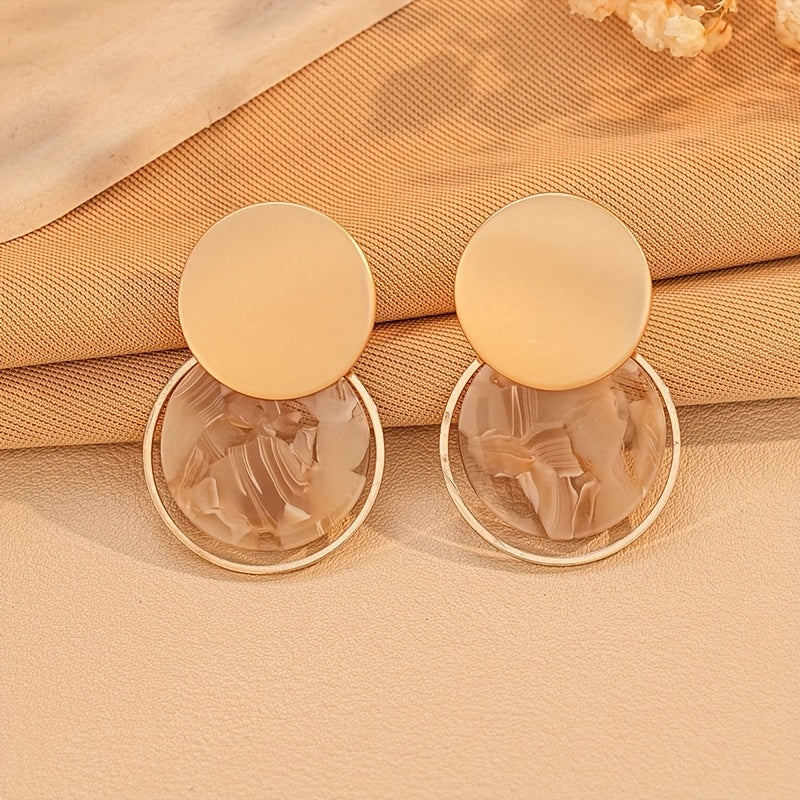 Bohemian Multicolor Geometric Resin Disc Drop Earrings