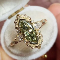 Elegant Green Cubic Zirconia Copper Engagement Ring