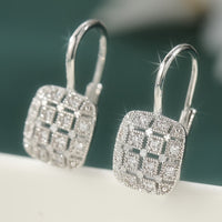 Classic White Zirconia Hook Shaped Hoops Earrings