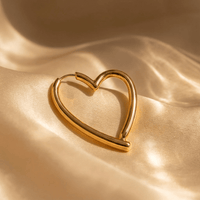 Elegant Polished Gold Plated Heart Hoop Earrings