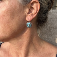 Turquoise & Pearl Vintage Silver Plated Drop Earrings