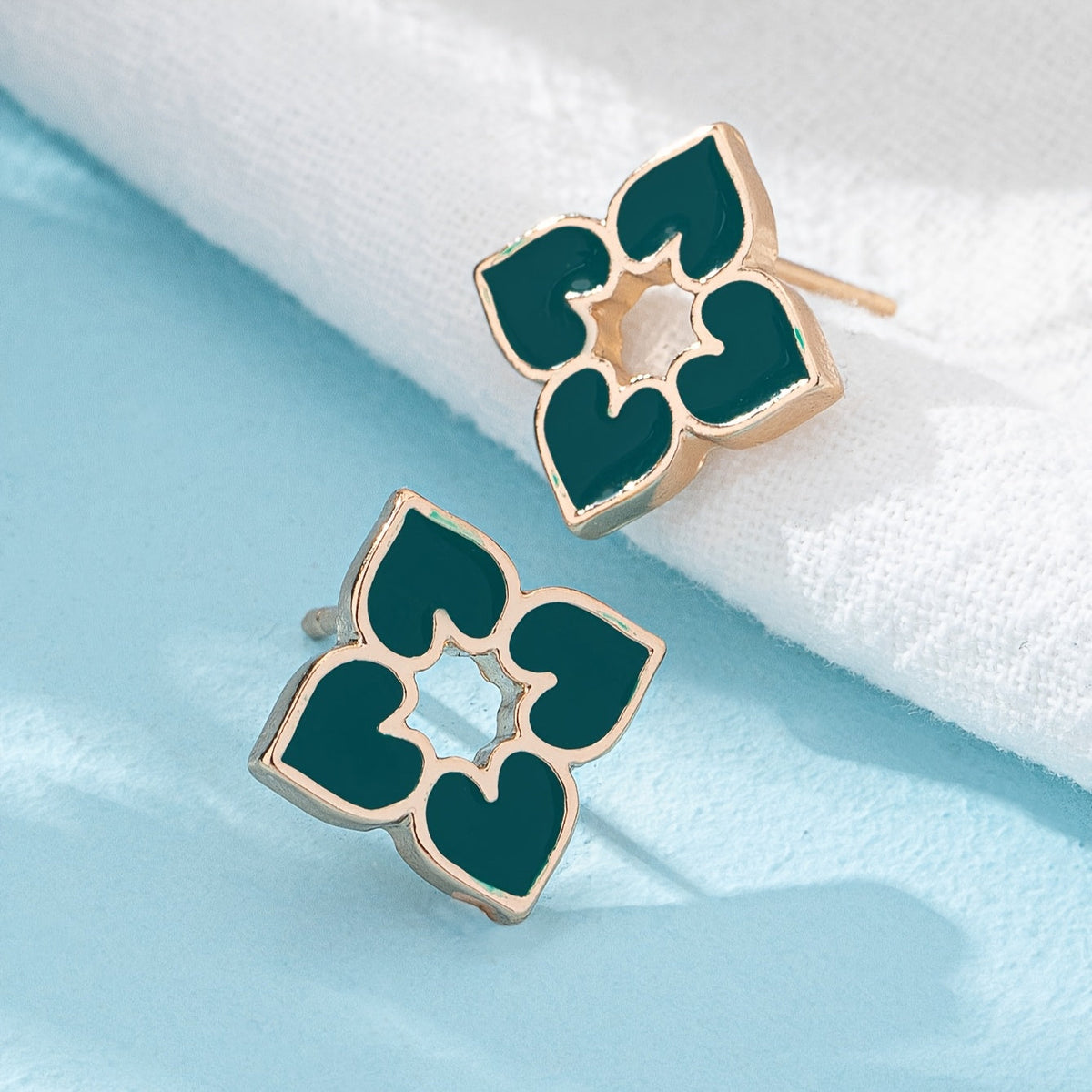 Elegant Enamel Heart Stud Earrings