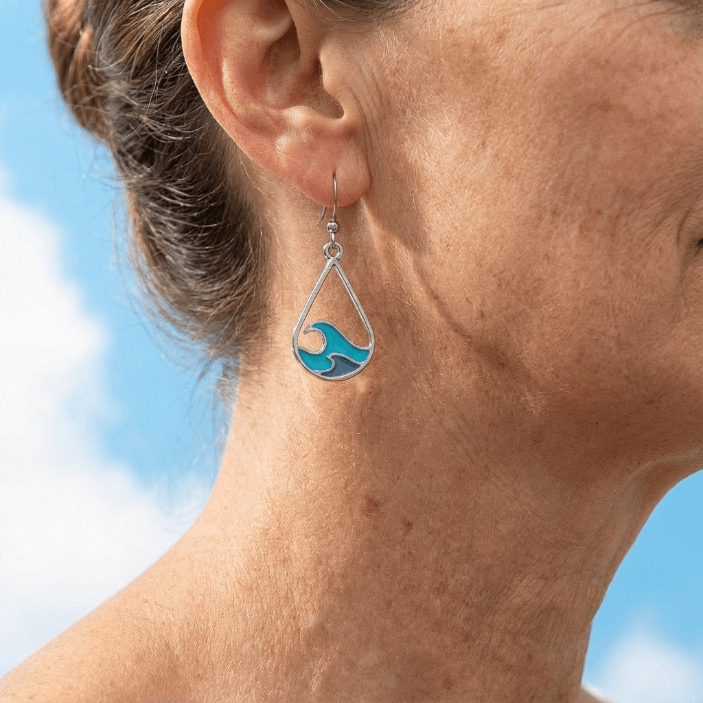Blue Ocean Wave Teardrop Earrings