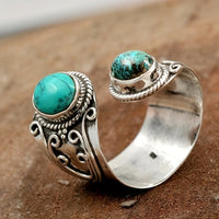 Adjustable Double Turquoise Sterling Silver Ring