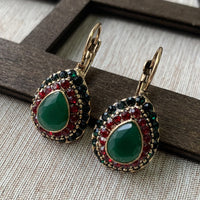 Vintage Teardrop Turquoise Halo Drop Earrings