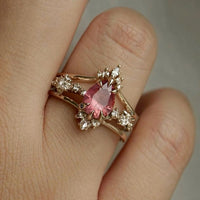 Elegant Garnet Crystalline Gold Ring