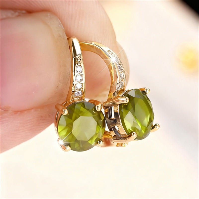Vintage Bohemian Green Cubic Zirconia Golden Claw Earrings