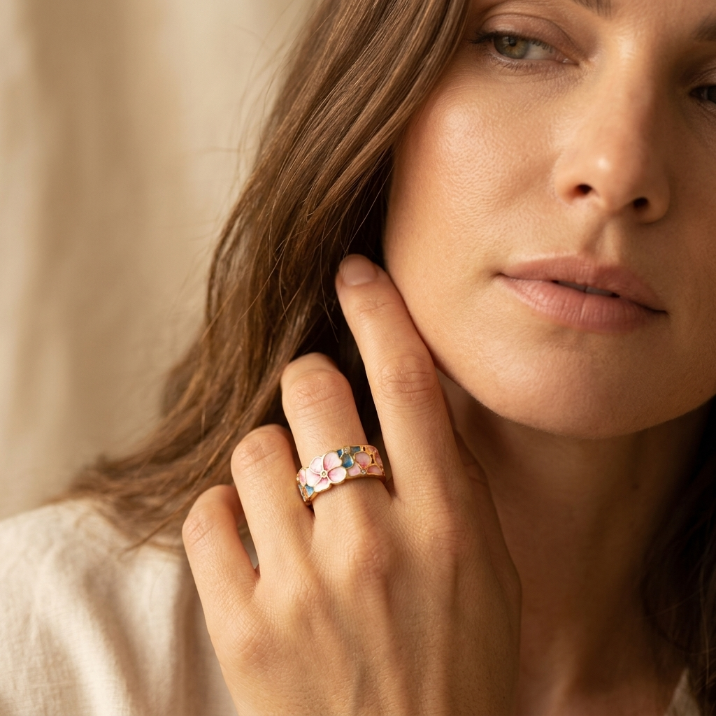 Elegant Enamel Engagement Ring For Women