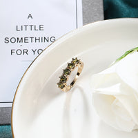 Vintage Style Olive Green Cubic Zirconia Ring