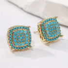 Elegant Square Synthetic Turquoise Stud Earrings